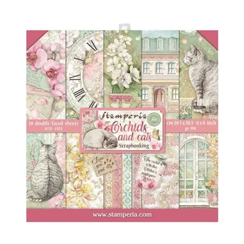 Orchids & Cats 8x8 Paper Pad